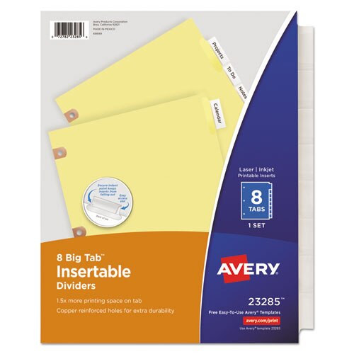 Insertable Big Tab Dividers, 8-tab, Letter Insertable Big Tab Dividers, 8-tab, Letter