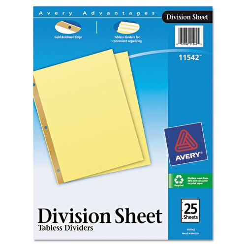 Untabbed Sheet Dividers, Untabbed, Letter Untabbed Sheet Dividers, Untabbed, Letter