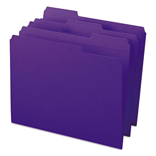 Reinforced Top Tab Colored File Folders, 1/3-cut Tabs, Letter Size, Purple, 100/box