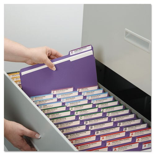 Reinforced Top Tab Colored File Folders, 1/3-cut Tabs, Letter Size, Purple, 100/box