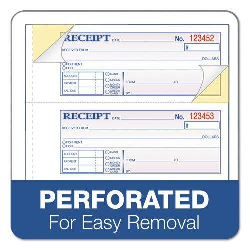 Tops 3-part Hardbound Receipt Book, 7 X 2 3/4, Carbonless, 200 Sets/book Tops 3-part Hardbound Receipt Book, 7 X 2 3/4, Carbonless, 200 Sets/book