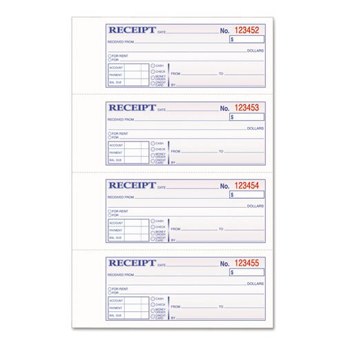 Tops 3-part Hardbound Receipt Book, 7 X 2 3/4, Carbonless, 200 Sets/book Tops 3-part Hardbound Receipt Book, 7 X 2 3/4, Carbonless, 200 Sets/book