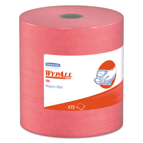 X80 Cloths, Hydroknit, Jumbo Roll, 12 1/2 X 13 2/5, Red, 475 Wipers/roll X80 Cloths, Hydroknit, Jumbo Roll, 12 1/2 X 13 2/5, Red, 475 Wipers/roll