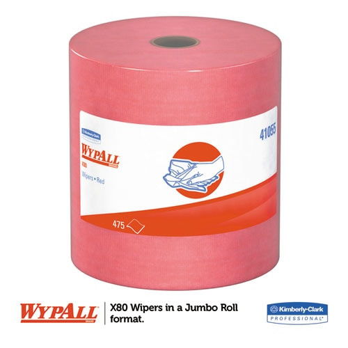 X80 Cloths, Hydroknit, Jumbo Roll, 12 1/2 X 13 2/5, Red, 475 Wipers/roll X80 Cloths, Hydroknit, Jumbo Roll, 12 1/2 X 13 2/5, Red, 475 Wipers/roll