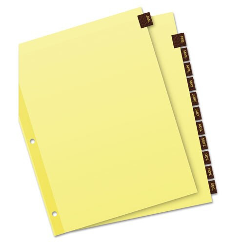 Preprinted Red Leather Tab Dividers W/clear Reinforced Edge, 12-tab, Ltr Preprinted Red Leather Tab Dividers W/clear Reinforced Edge, 12-tab, Ltr