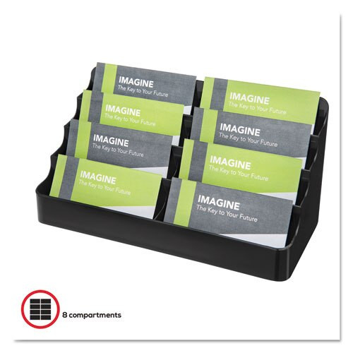 8-tier Recycled Business Card Holder, 400 Card Cap, 7 7/8 X 3 7/8 X 3 3/8, Black 8-tier Recycled Business Card Holder, 400 Card Cap, 7 7/8 X 3 7/8 X 3 3/8, Black