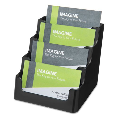 8-tier Recycled Business Card Holder, 400 Card Cap, 7 7/8 X 3 7/8 X 3 3/8, Black 8-tier Recycled Business Card Holder, 400 Card Cap, 7 7/8 X 3 7/8 X 3 3/8, Black