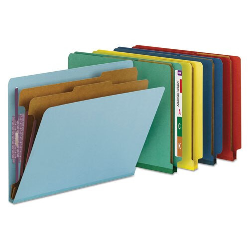End Tab Pressboard Classification Folders With Safeshield Fasteners, 2 Dividers, Legal Size, Bright Red, 10/box End Tab Pressboard Classification Folders With Safeshield Fasteners, 2 Dividers, Legal Size, Bright Red, 10/box