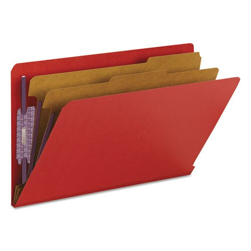 End Tab Pressboard Classification Folders With Safeshield Fasteners, 2 Dividers, Legal Size, Bright Red, 10/box End Tab Pressboard Classification Folders With Safeshield Fasteners, 2 Dividers, Legal Size, Bright Red, 10/box