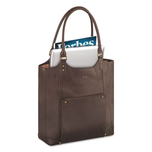 Executive Leather/poly Bucket Tote, 16", 15 1/2" X 4 3/4" X 17 1/4", Espresso Executive Leather/poly Bucket Tote, 16", 15 1/2" X 4 3/4" X 17 1/4", Espresso