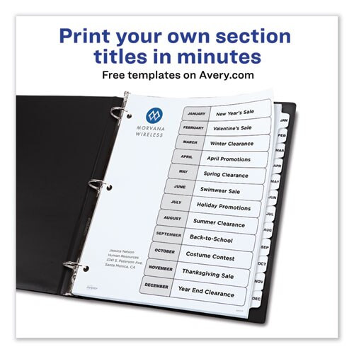 Customizable Toc Ready Index Black And White Dividers, 12-tab, Letter Customizable Toc Ready Index Black And White Dividers, 12-tab, Letter
