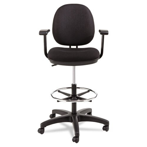Alera Interval Series Swivel Task Stool, 33.26" Seat Height, Supports Up To 275 Lbs, Black Seat/black Back, Black Base