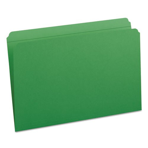Reinforced Top Tab Colored File Folders, Straight Tab, Legal Size, Green, 100/box