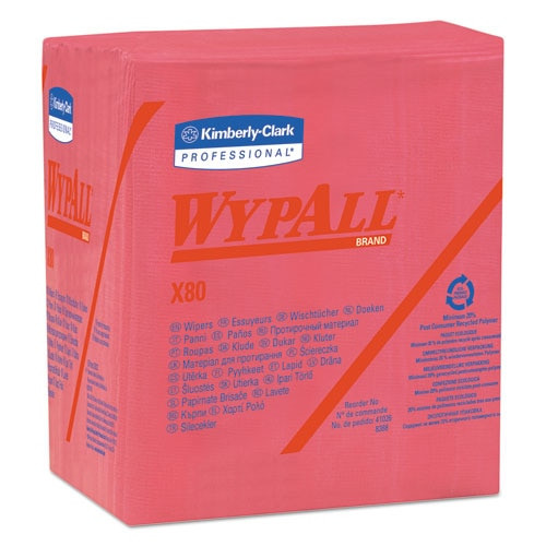 X80 Cloths, 1/4 Fold, Hydroknit, 12 1/2 X 12, Red, 50/box, 4 Boxes/carton X80 Cloths, 1/4 Fold, Hydroknit, 12 1/2 X 12, Red, 50/box, 4 Boxes/carton