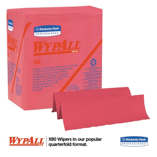X80 Cloths, 1/4 Fold, Hydroknit, 12 1/2 X 12, Red, 50/box, 4 Boxes/carton X80 Cloths, 1/4 Fold, Hydroknit, 12 1/2 X 12, Red, 50/box, 4 Boxes/carton