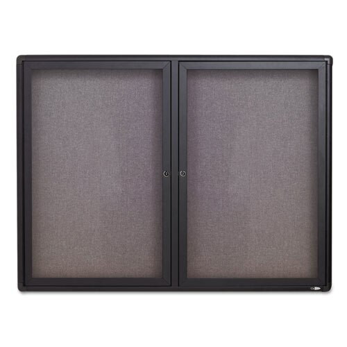 Enclosed Fabric-cork Board, 48 X 36, Gray Surface, Graphite Aluminum Frame Enclosed Fabric-cork Board, 48 X 36, Gray Surface, Graphite Aluminum Frame