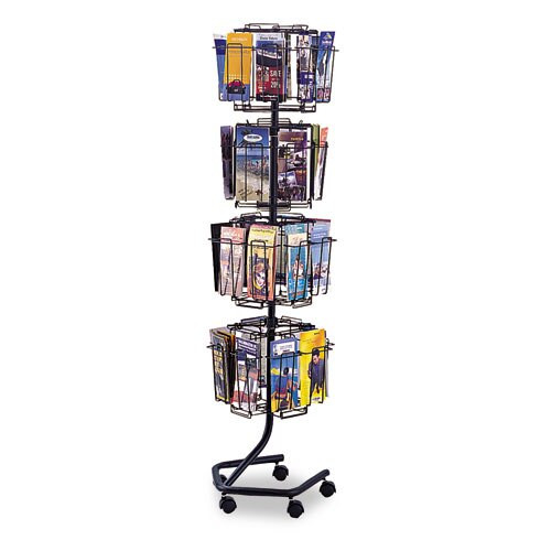 Wire Rotary Display Racks, 32 Compartments, 15w X 15d X 60h, Charcoal Wire Rotary Display Racks, 32 Compartments, 15w X 15d X 60h, Charcoal