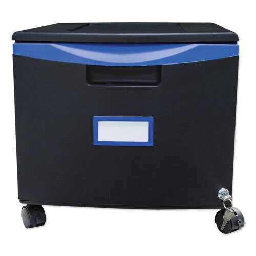 Single-drawer Mobile Filing Cabinet, 14.75w X 18.25d X 12.75h, Black/blue Single-drawer Mobile Filing Cabinet, 14.75w X 18.25d X 12.75h, Black/blue