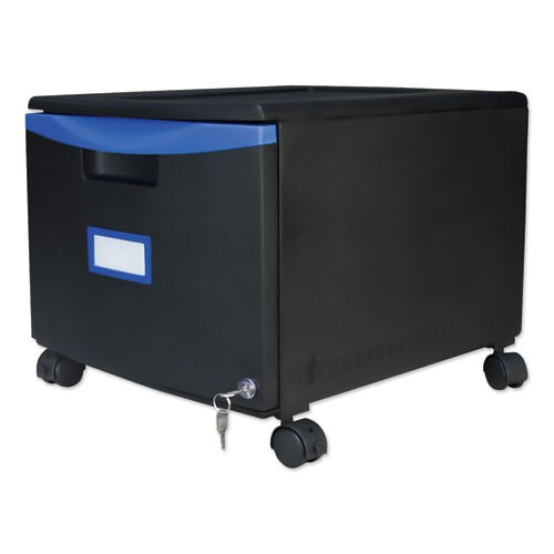 Single-drawer Mobile Filing Cabinet, 14.75w X 18.25d X 12.75h, Black/blue Single-drawer Mobile Filing Cabinet, 14.75w X 18.25d X 12.75h, Black/blue