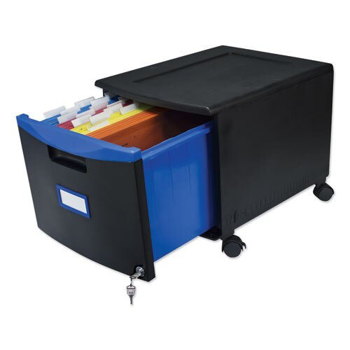 Single-drawer Mobile Filing Cabinet, 14.75w X 18.25d X 12.75h, Black/blue Single-drawer Mobile Filing Cabinet, 14.75w X 18.25d X 12.75h, Black/blue