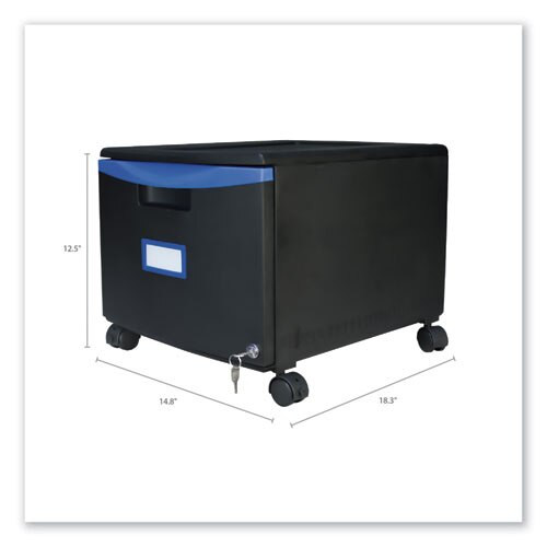 Single-drawer Mobile Filing Cabinet, 14.75w X 18.25d X 12.75h, Black/blue Single-drawer Mobile Filing Cabinet, 14.75w X 18.25d X 12.75h, Black/blue