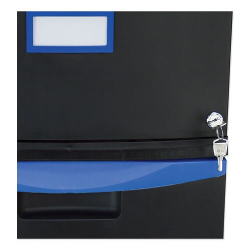 Single-drawer Mobile Filing Cabinet, 14.75w X 18.25d X 12.75h, Black/blue Single-drawer Mobile Filing Cabinet, 14.75w X 18.25d X 12.75h, Black/blue
