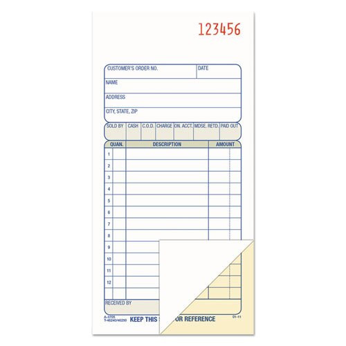 2-part Sales Book, 3 3/8 X 6 11/16, Carbonless, 50 Sets/book 2-part Sales Book, 3 3/8 X 6 11/16, Carbonless, 50 Sets/book
