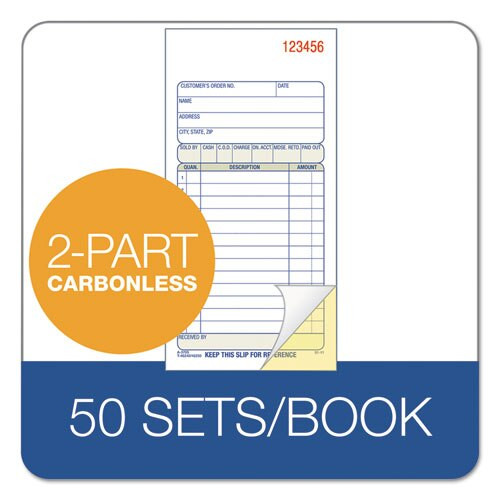 2-part Sales Book, 3 3/8 X 6 11/16, Carbonless, 50 Sets/book 2-part Sales Book, 3 3/8 X 6 11/16, Carbonless, 50 Sets/book