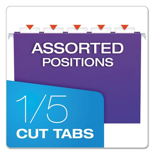 Colored Hanging Folders, Letter Size, 1/5-cut Tab, Violet, 25/box Colored Hanging Folders, Letter Size, 1/5-cut Tab, Violet, 25/box