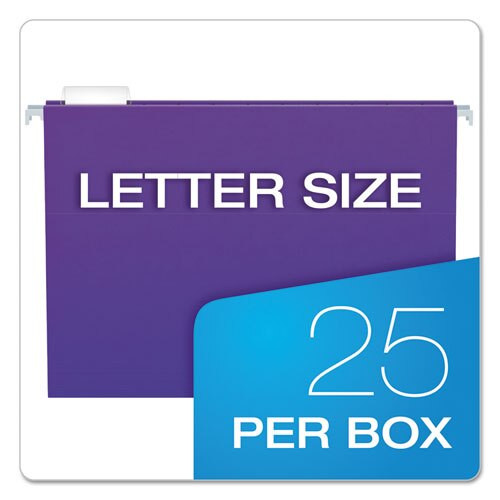 Colored Hanging Folders, Letter Size, 1/5-cut Tab, Violet, 25/box Colored Hanging Folders, Letter Size, 1/5-cut Tab, Violet, 25/box