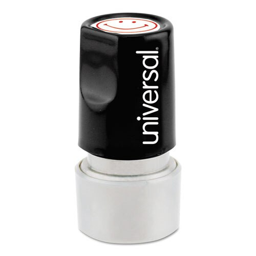 Round Message Stamp, Smiley Face, Pre-inked/re-inkable, Red Round Message Stamp, Smiley Face, Pre-inked/re-inkable, Red