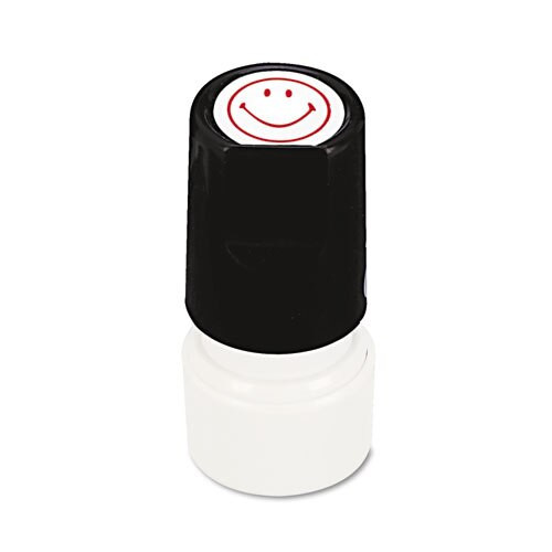 Round Message Stamp, Smiley Face, Pre-inked/re-inkable, Red Round Message Stamp, Smiley Face, Pre-inked/re-inkable, Red