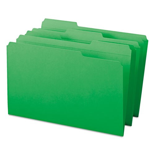 Reinforced Top Tab Colored File Folders, 1/3-cut Tabs, Legal Size, Green, 100/box Reinforced Top Tab Colored File Folders, 1/3-cut Tabs, Legal Size, Green, 100/box