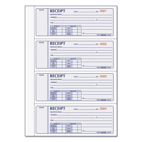 Money Receipt Book, 7 X 2 3/4, Carbonless Triplicate, 200 Sets/book Money Receipt Book, 7 X 2 3/4, Carbonless Triplicate, 200 Sets/book