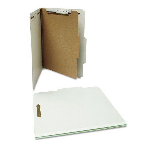 Four-section Pressboard Classification Folders, 1 Divider, Letter Size, Gray, 10/box Four-section Pressboard Classification Folders, 1 Divider, Letter Size, Gray, 10/box