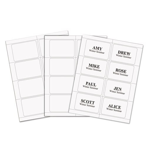 Laser Printer Name Badges, 3 3/8 X 2 1/3, White, 200/box Laser Printer Name Badges, 3 3/8 X 2 1/3, White, 200/box