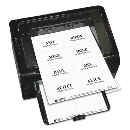 Laser Printer Name Badges, 3 3/8 X 2 1/3, White, 200/box Laser Printer Name Badges, 3 3/8 X 2 1/3, White, 200/box