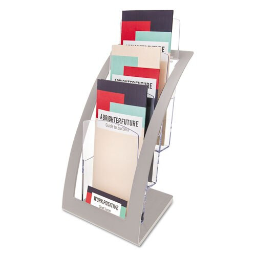 3-tier Literature Holder, Leaflet Size, 6.75w X 6.94d X 13.31h, Silver 3-tier Literature Holder, Leaflet Size, 6.75w X 6.94d X 13.31h, Silver