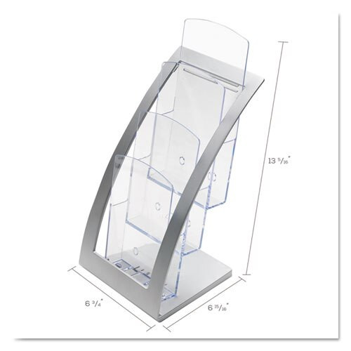 3-tier Literature Holder, Leaflet Size, 6.75w X 6.94d X 13.31h, Silver 3-tier Literature Holder, Leaflet Size, 6.75w X 6.94d X 13.31h, Silver