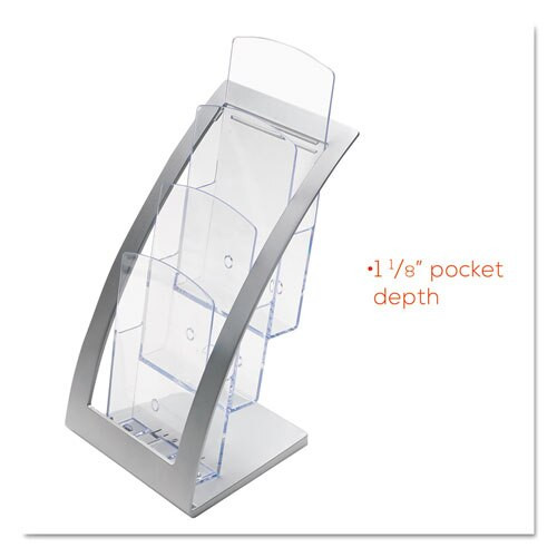 3-tier Literature Holder, Leaflet Size, 6.75w X 6.94d X 13.31h, Silver 3-tier Literature Holder, Leaflet Size, 6.75w X 6.94d X 13.31h, Silver
