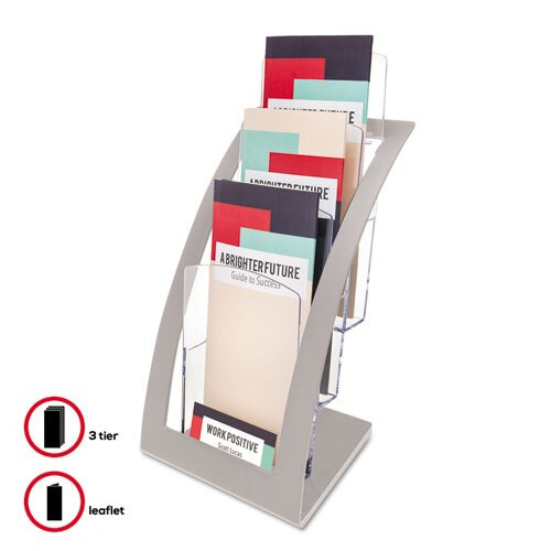 3-tier Literature Holder, Leaflet Size, 6.75w X 6.94d X 13.31h, Silver 3-tier Literature Holder, Leaflet Size, 6.75w X 6.94d X 13.31h, Silver