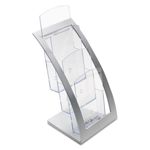 3-tier Literature Holder, Leaflet Size, 6.75w X 6.94d X 13.31h, Silver 3-tier Literature Holder, Leaflet Size, 6.75w X 6.94d X 13.31h, Silver