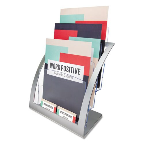 3-tier Literature Holder, Leaflet Size, 6.75w X 6.94d X 13.31h, Silver 3-tier Literature Holder, Leaflet Size, 6.75w X 6.94d X 13.31h, Silver