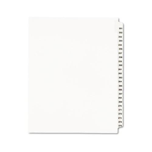 Preprinted Legal Exhibit Side Tab Index Dividers, Avery Style, 25-tab, 251 To 275, 11 X 8.5, White, 1 Set Preprinted Legal Exhibit Side Tab Index Dividers, Avery Style, 25-tab, 251 To 275, 11 X 8.5, White, 1 Set