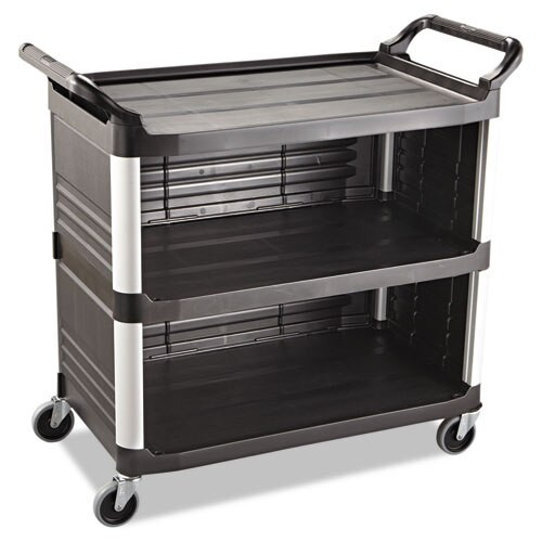 Xtra Utility Cart, 300-lb Capacity, Three-shelf, 20w X 40.63d X 37.8h, Black Xtra Utility Cart, 300-lb Capacity, Three-shelf, 20w X 40.63d X 37.8h, Black
