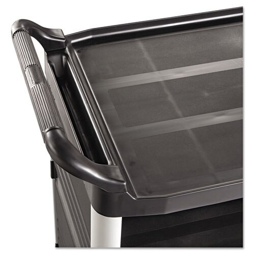 Xtra Utility Cart, 300-lb Capacity, Three-shelf, 20w X 40.63d X 37.8h, Black Xtra Utility Cart, 300-lb Capacity, Three-shelf, 20w X 40.63d X 37.8h, Black