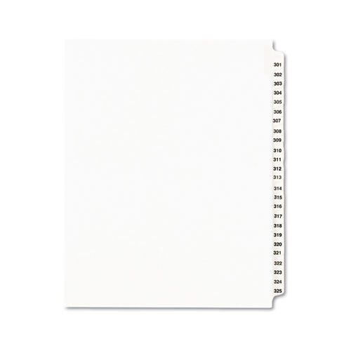 Preprinted Legal Exhibit Side Tab Index Dividers, Avery Style, 25-tab, 301 To 325, 11 X 8.5, White, 1 Set Preprinted Legal Exhibit Side Tab Index Dividers, Avery Style, 25-tab, 301 To 325, 11 X 8.5, White, 1 Set