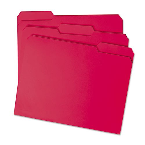 Colored File Folders, 1/3-cut Tabs, Letter Size, Red, 100/box Colored File Folders, 1/3-cut Tabs, Letter Size, Red, 100/box