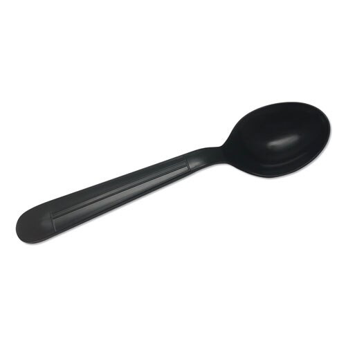 Heavyweight Cutlery, Soup Spoons, 6", Polypropylene, Black, 1000/carton Heavyweight Cutlery, Soup Spoons, 6", Polypropylene, Black, 1000/carton