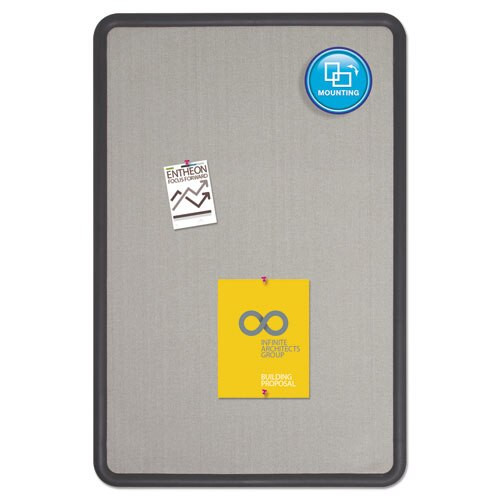 Contour Fabric Bulletin Board, 36 X 24, Gray Surface, Black Plastic Frame Contour Fabric Bulletin Board, 36 X 24, Gray Surface, Black Plastic Frame